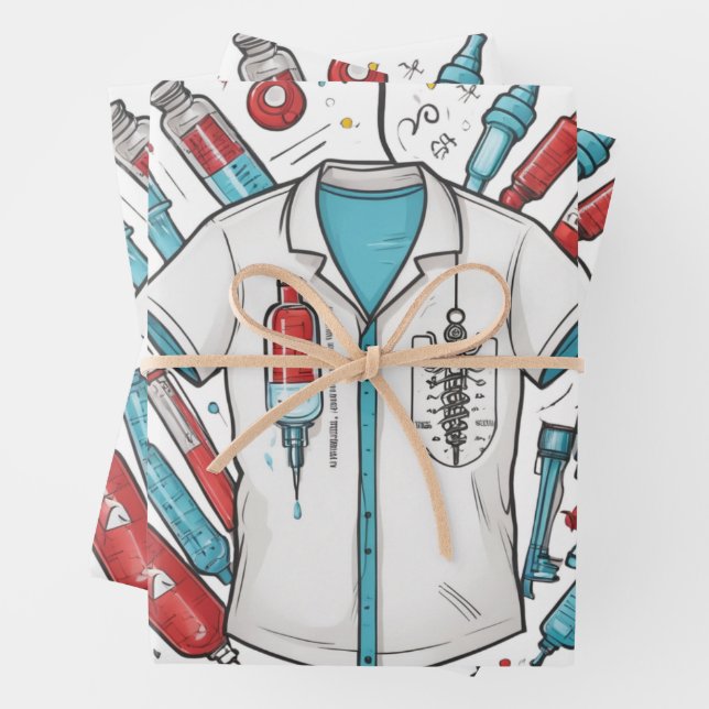 Medical Wrapping Paper - Syringe & Vial Art Geschenkpapier Set (Beispiel)