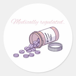 Medically Regulated Cute Pink Pill Bottle Girly Runder Aufkleber