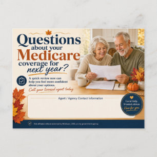 Medicare-Agenten-Herbst-Kunden-Erinnerungspostkart Feiertagspostkarte
