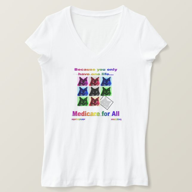 "Medicare for All" V-Nacken Frauen-T-Shirt T-Shirt (Design vorne)