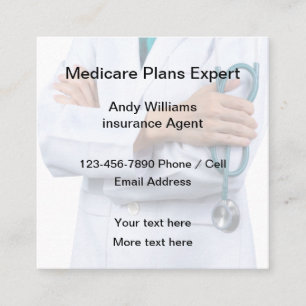 Medicare Plans Expert Health Insurance Rep Quadratische Visitenkarte