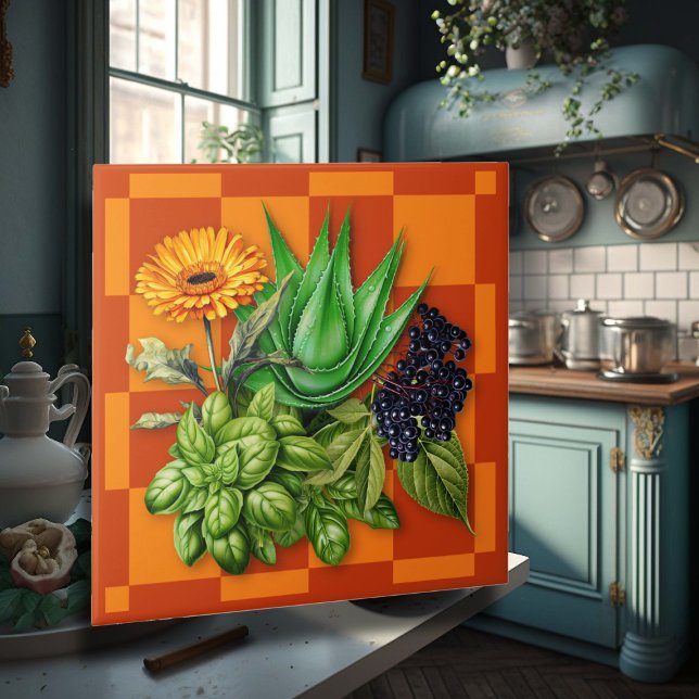 Medicinal Herbs Kitchen Accent Tile Fliese (Von Creator hochgeladen)