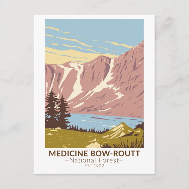 Medicine Bow - Routine National Forest Vintag Postkarte (Vorderseite)