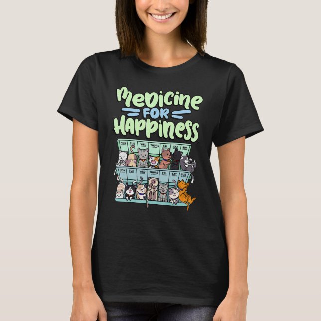 medicine for happiness pill box animals cat breeds T-Shirt (Vorderseite)