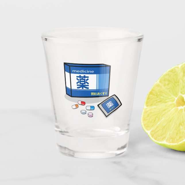 Medicine in Japanese Kanji&Hiragana Schnapsglas (Vorderseite)