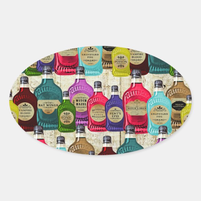 Medicine Man Magic Potion Apothekary Tonic Flasche Ovaler Aufkleber (Vorderseite)