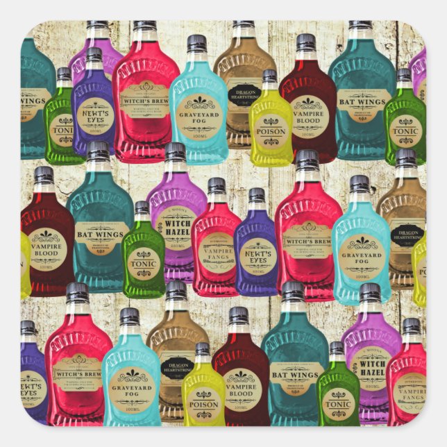 Medicine Man Magic Potion Apothekary Tonic Flasche Quadratischer Aufkleber (Vorderseite)