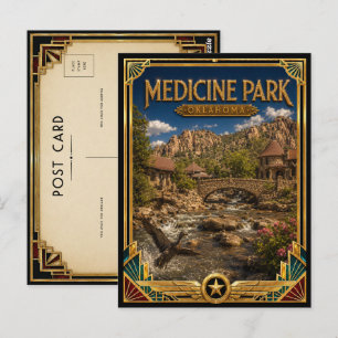Medicine Park Oklahoma Vintage Art Deco Goldenes Z Postkarte