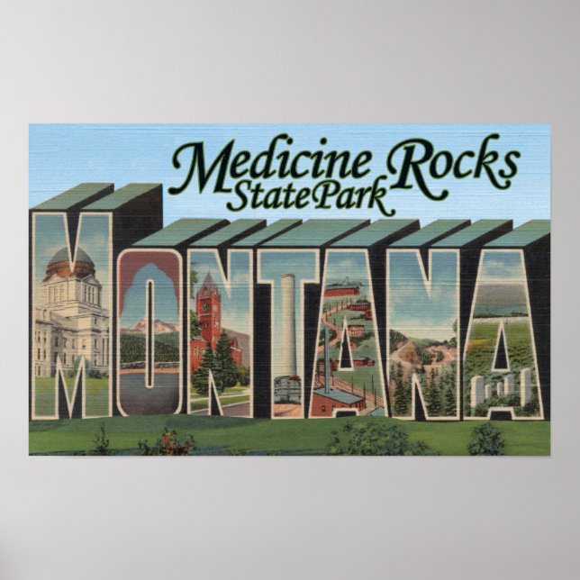 Medicine Rocks Staat Park, Montana Poster (Vorne)