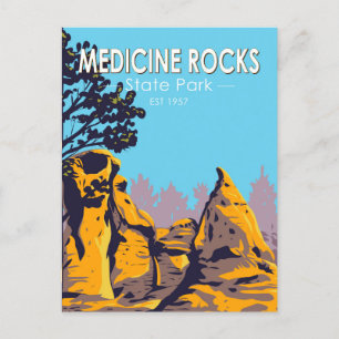 Medicine Rocks State Park Montana Vintage auf Deut Postkarte