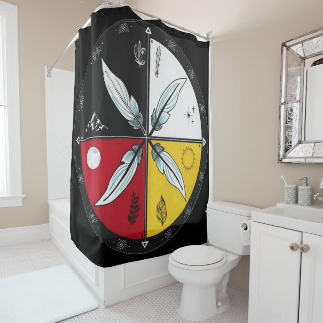 Medicine Wheel Mandala Round Indigenous Duschvorhang (Beispiel)