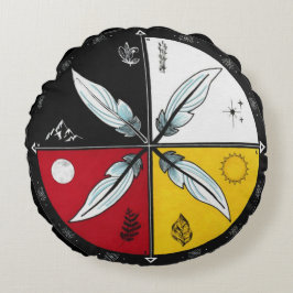 Medicine Wheel Mandala Round Indigenous Rundes Kissen