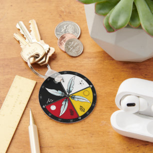 Medicine Wheel Mandala Round Indigenous Schlüsselanhänger