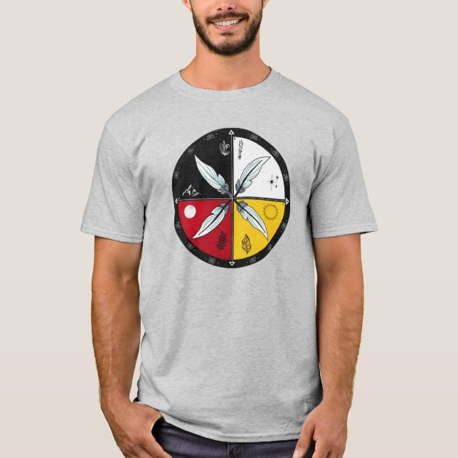 Medicine Wheel Mandala Round Indigenous T-Shirt (Vorderseite)