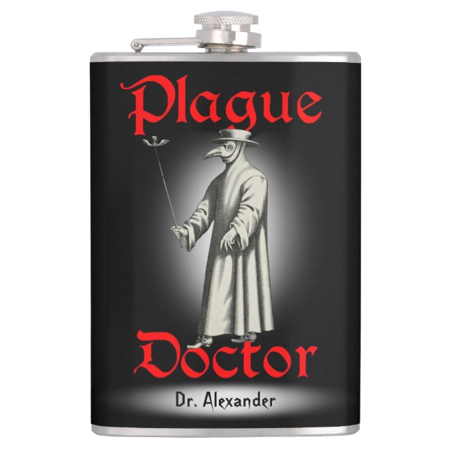 Medico Della Peste Pest-Doktor Bird Beak Costume Flachmann (Vorderseite)