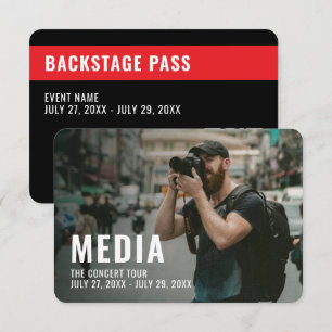 Medien-Backstage-Pass 3,5" x 5" ID-Ausweis Einladung