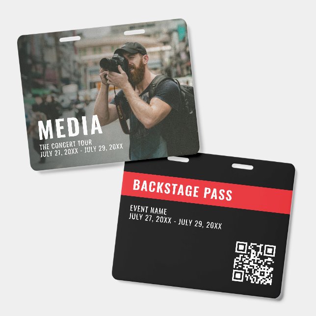 Medien-Foto-Hintergrund-Backstage-Pass-ID Ausweis (Vorder- & Rückseite)