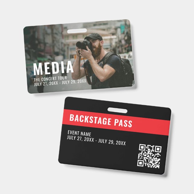 Medien Modern Backstage-Pass ID-Ausweis Ausweis (Vorder- & Rückseite)