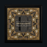 Mediev Art Deco Black Gold Hochzeitsjubiläum Box Erinnerungskiste<br><div class="desc">Art Deco inspirierte Design mit Gatsby, rauschen 20er mit einem östlichen und mittelalterlichen "Geschmack. Mit anpassbarem Text und Monogramm, kombiniert mit einem sehr stilvollen Glitzer Gold und schwarz geometrischen Design. Schlichte und elegante Brauchtum Hochzeit, Jubiläum oder Verlobung. Persönlich mit Namen, Jubiläumsdatum und Monogramm oder Zahlen - gemacht in eine wunderbare...</div>
