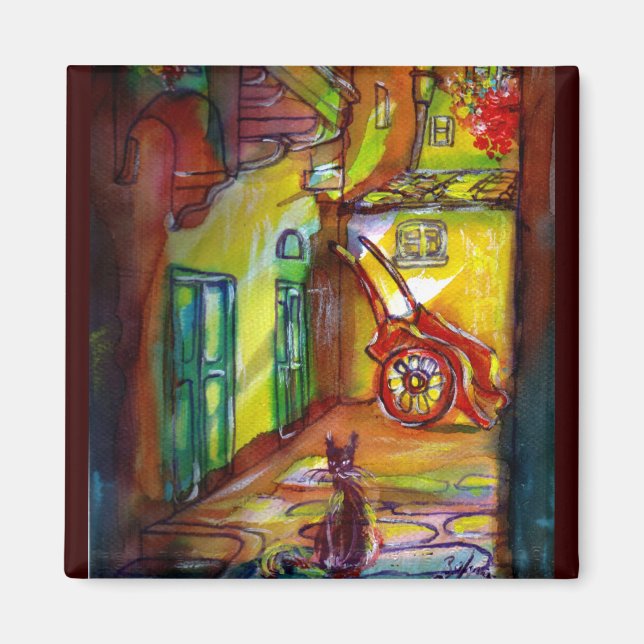 Medieval alley by night in Florence -detail Magnet (Vorne)