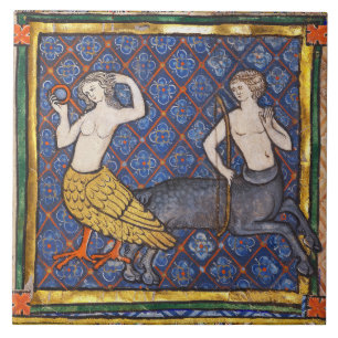 MEDIEVAL BESTIARY, HARPY AND CENTAUR Mythogical Fliese