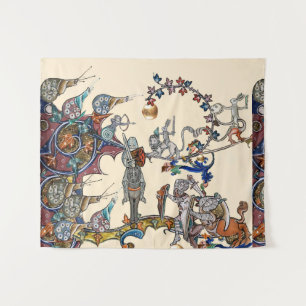 MEDIEVAL BESTIARY KRIEG, KNIGHTS, GIANT SNAILS Ivo Wandteppich