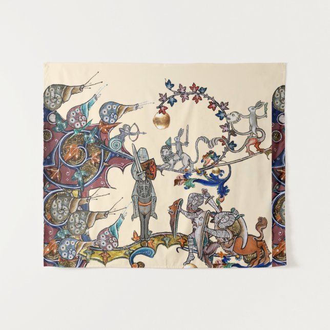 MEDIEVAL BESTIARY KRIEG, KNIGHTS, GIANT SNAILS Ivo Wandteppich (Vorderseite (Horizontal))