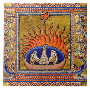 MEDIEVAL BESTIARY, PHOENIX IN RED FLAMES, LIFE BAU FLIESE