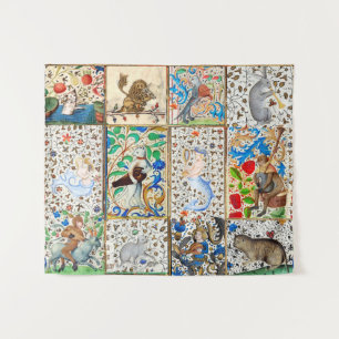 MEDIEVAL BESTIARY PLAYER MUSIKINSTRUMENTE WANDTEPPICH