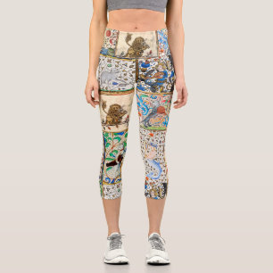 MEDIEVAL BESTIARY PLAYING MUSICAL INSTRUMENTS CAPRI LEGGINGS