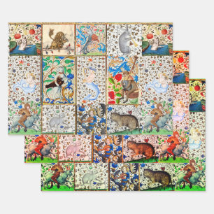 MEDIEVAL BESTIARY PLAYING MUSICAL INSTRUMENTS  GESCHENKPAPIER SET