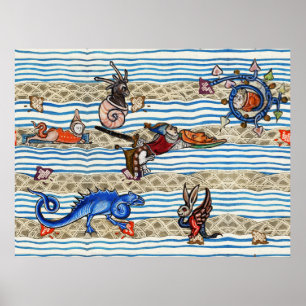 MEDIEVAL BESTIARY, SEA MONSTERS FANTASY TIERE POSTER