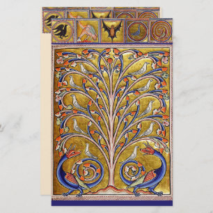 MEDIEVAL BESTIARY,VÖGEL AUF BAUM DES LEBENS,DRAGON BRIEFPAPIER