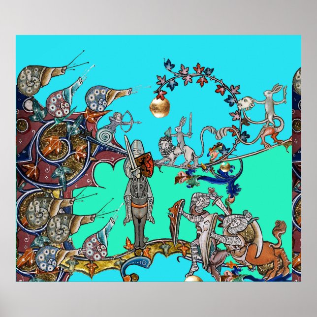 MEDIEVAL BESTIARY WAR, KNIGHTS, GIANT SNAILS Blue Poster (Vorne)