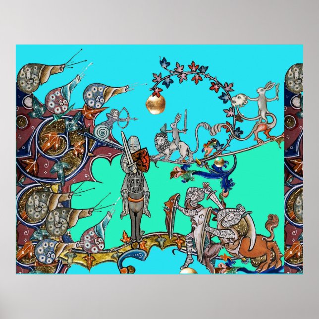 MEDIEVAL BESTIARY WAR, KNIGHTS, GIANT SNAILS Blue Poster (Vorne)