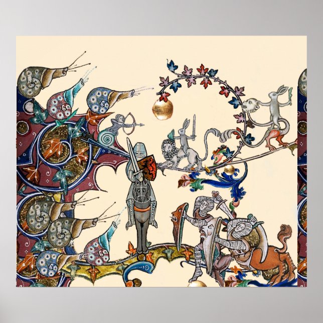 MEDIEVAL BESTIARY WAR, KNIGHTS, GIANT SNAILS Cream Poster (Vorne)