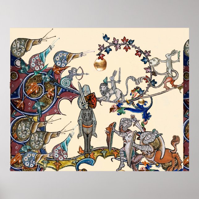 MEDIEVAL BESTIARY WAR, KNIGHTS, GIANT SNAILS Cream Poster (Vorne)