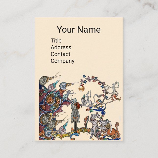 MEDIEVAL BESTIARY WAR, KNIGHTS, GIANT SNAILS Cream Visitenkarte (Vorderseite)