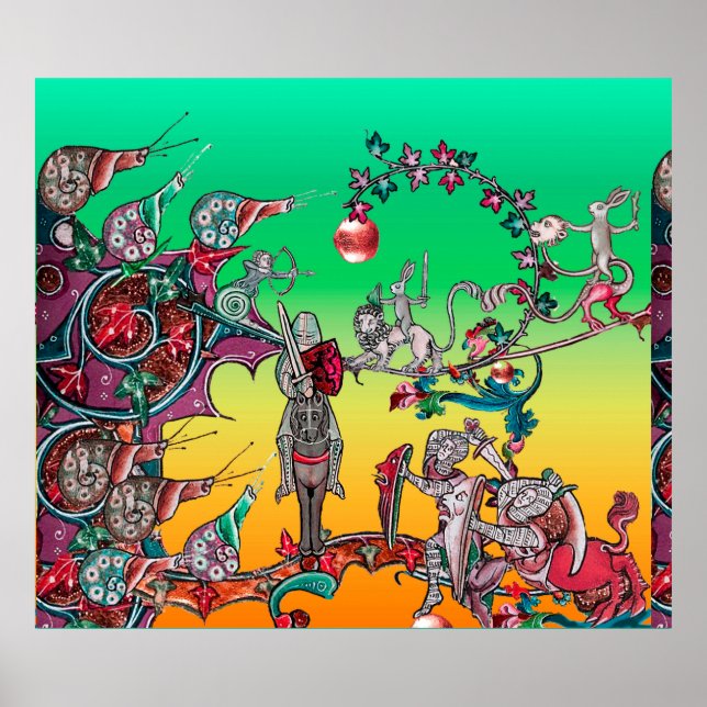 MEDIEVAL BESTIARY WAR, KNIGHTS, GIANT SNAILS Green Poster (Vorne)