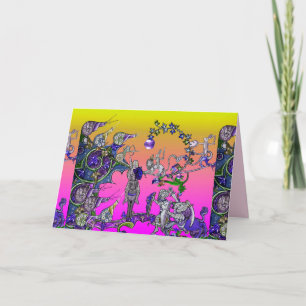 MEDIEVAL BESTIARY WAR, KNIGHTS, GIANT SNAILS Pink Feiertagskarte