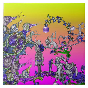 MEDIEVAL BESTIARY WAR, KNIGHTS, GIANT SNAILS Pink Fliese