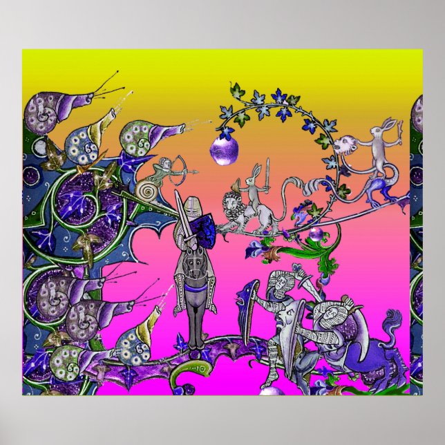 MEDIEVAL BESTIARY WAR, KNIGHTS, GIANT SNAILS Pink Poster (Vorne)