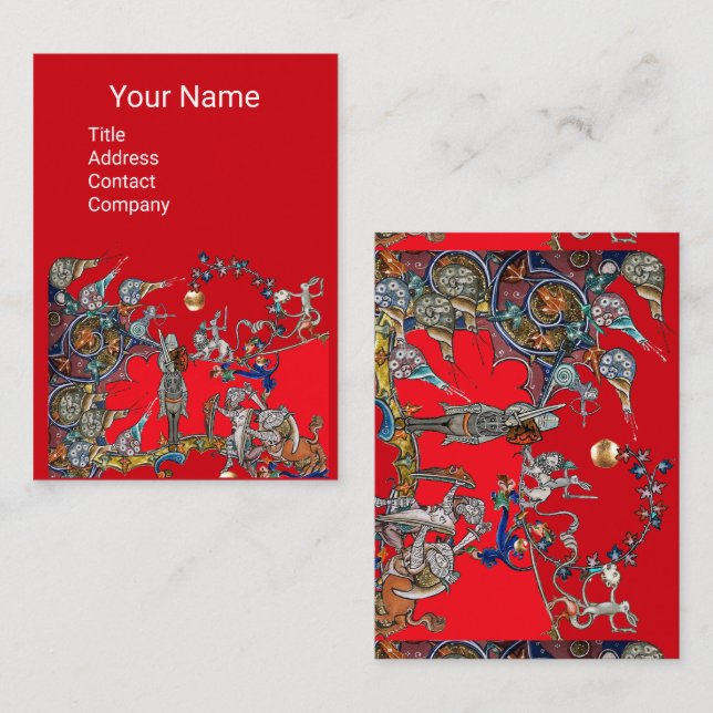 MEDIEVAL BESTIARY WAR, KNIGHTS, GIANT SNAILS Red Visitenkarte (Vorne/Hinten)