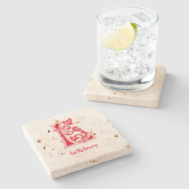 Medieval Botanical Decorative Capital L Steinuntersetzer