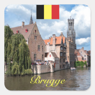 Medieval Brugge - Pro Foto Quadratischer Aufkleber