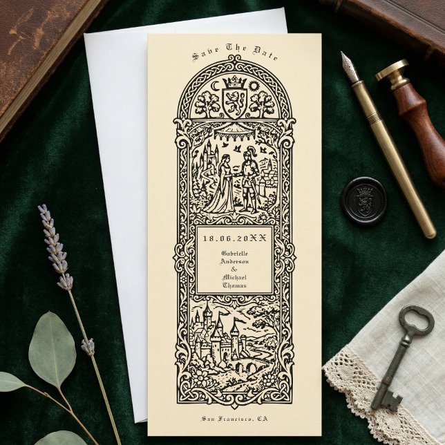 Medieval Castle Couple Engagement Announcement Einladung (Von Creator hochgeladen)