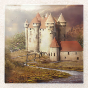 Medieval Castle River Run Glasuntersetzer