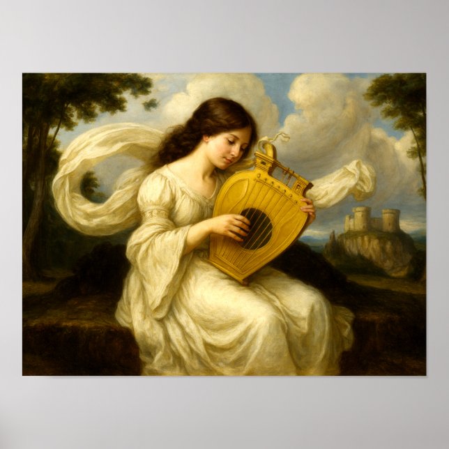 Medieval Castle Woman With Lyre Poster (Vorne)