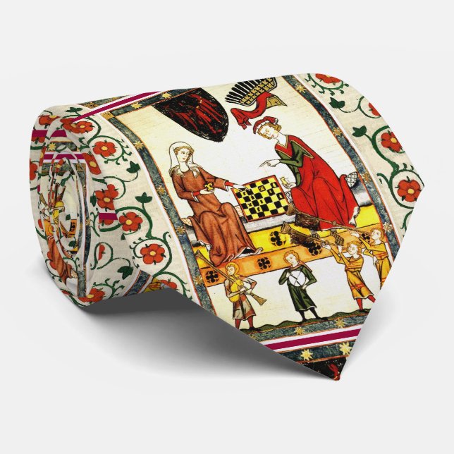 MEDIEVAL CHESS PLAYERS IM GERICHTSHOF KRAWATTE (Gerollt)