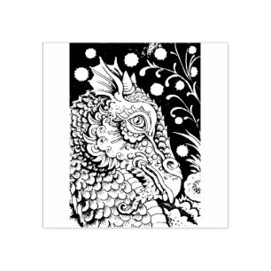 MEDIEVAL DRAGON FANTASY, GOTHIC, PORTRAIT, SCALES GUMMISTEMPEL